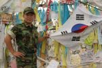 A Soldier stands at the end of the Freedom Bridge in South Korea